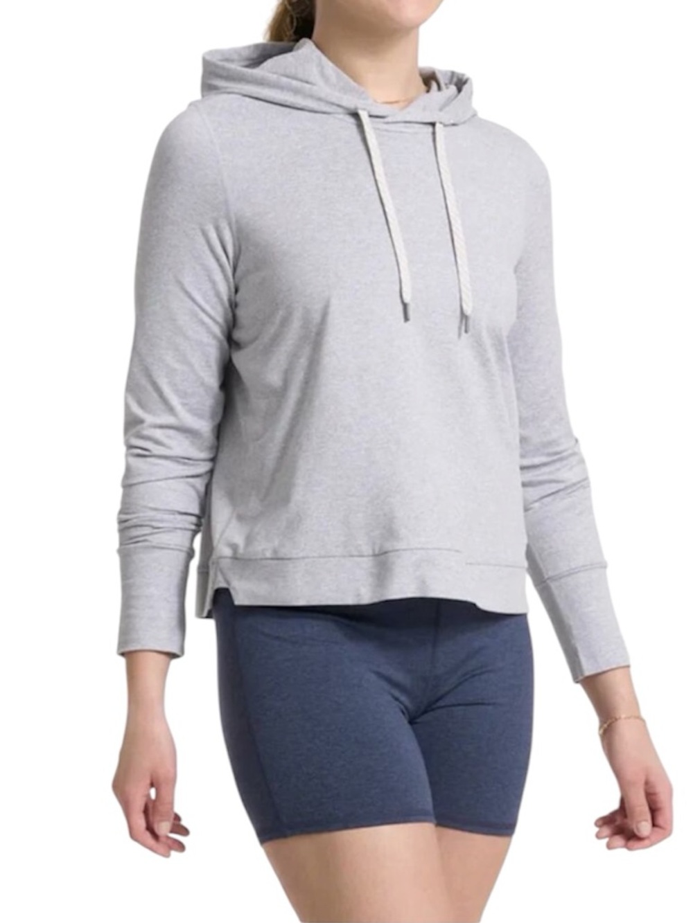 Vuori Light Gray Hoodie with Cream Drawstrings
